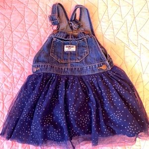 Osh Kosh kids blue sparkle skirt overall set.